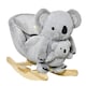 image 1 of HOMCOM Kids Plush Ride-On Rocking Horse Koala-shaped Toy w/ Gloved Doll Grey