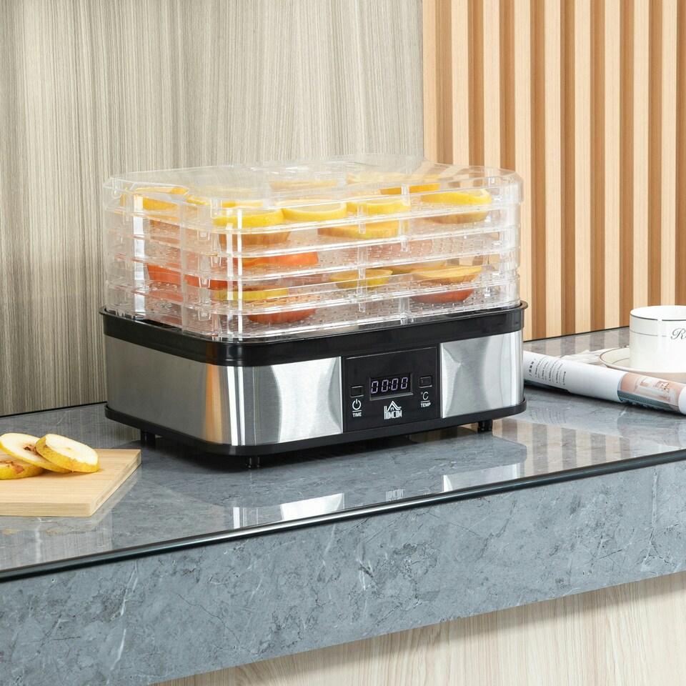 image 1 of HOMCOM 5 Tier Food Dehydrator, 245W for Drying Fruit, Meat, Vegetable, Black