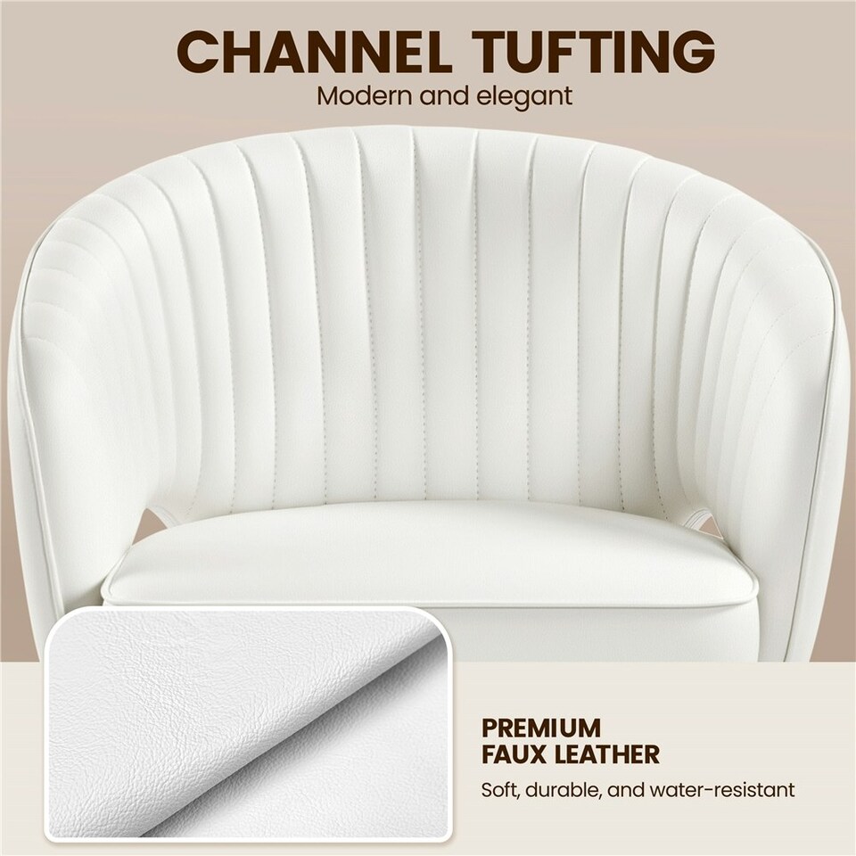 image 1 of Yaheetech Faux Leather Office Chair Adjustable Seat Height N/A | Cream