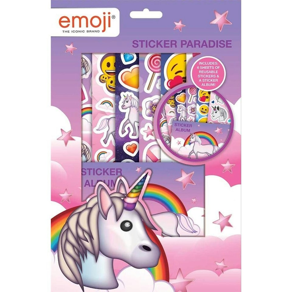 Emoji Paradise Unicorn Stickers - Pink/Purple - One Size