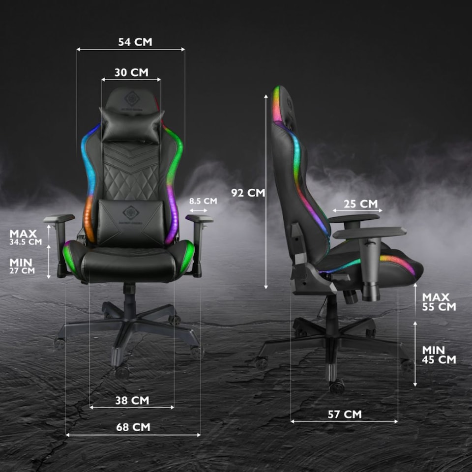 image 1 of Deltaco Gaming DC410 RGB Gaming Chair with RGB Lighting - Black
