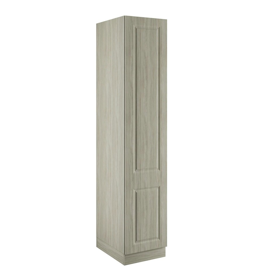 image 1 of Classic Square Panel Urban Oak Single Wardrobe with Shelves Brown