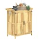 image 1 of Outsunny Wooden Garden Storage Shed w/ Hinged Roof and Shelf, Natural Yellow