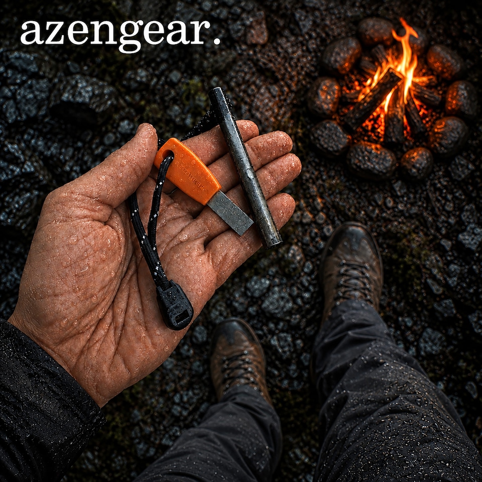 image 1 of aZengear Survival Flint and Steel Fire Starter Kit, Ferro Rod for Camping, Bushcraft