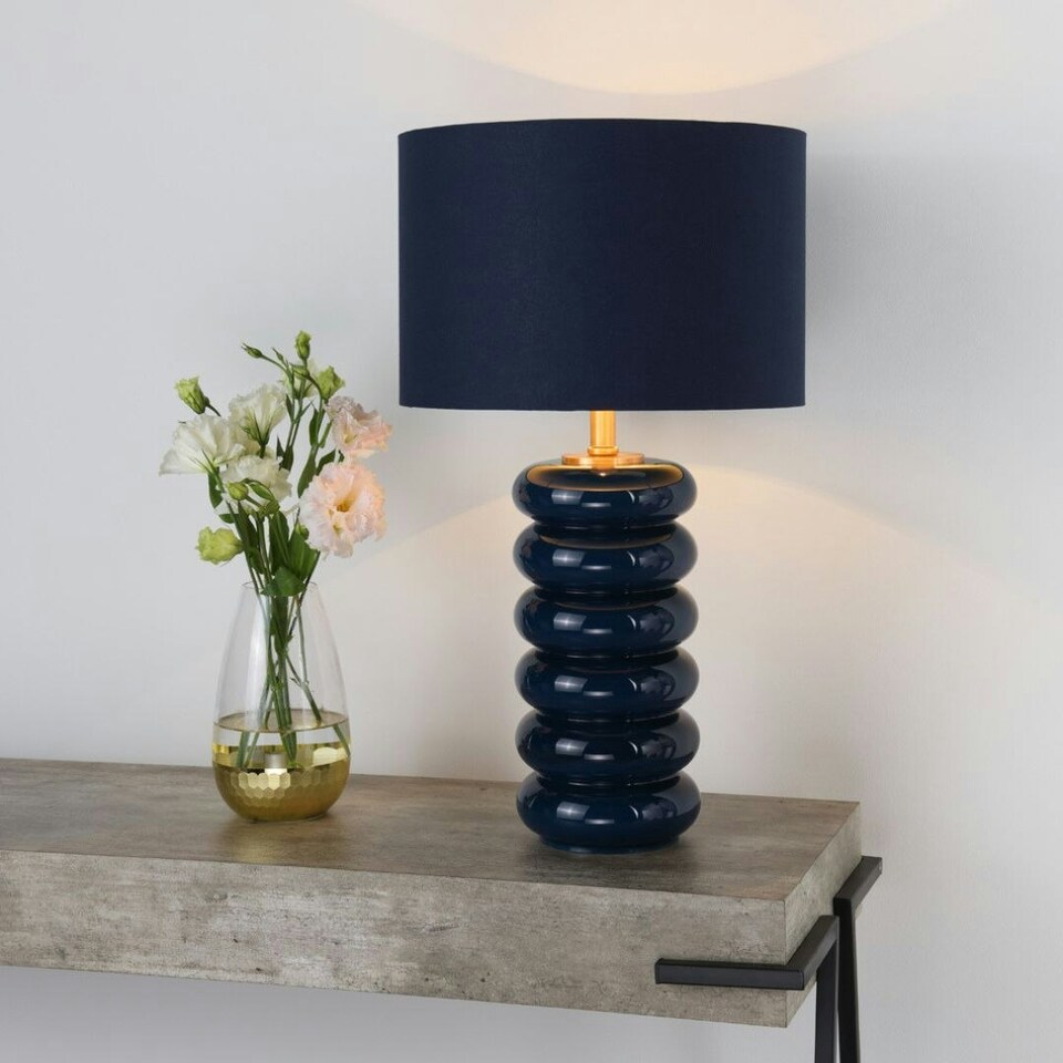 image 1 of Portia Blue Glass Table Lamp Blue