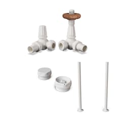 Derry Traditional - White Thermostatic Radiator Valve & Installation Kit Corner 15mm