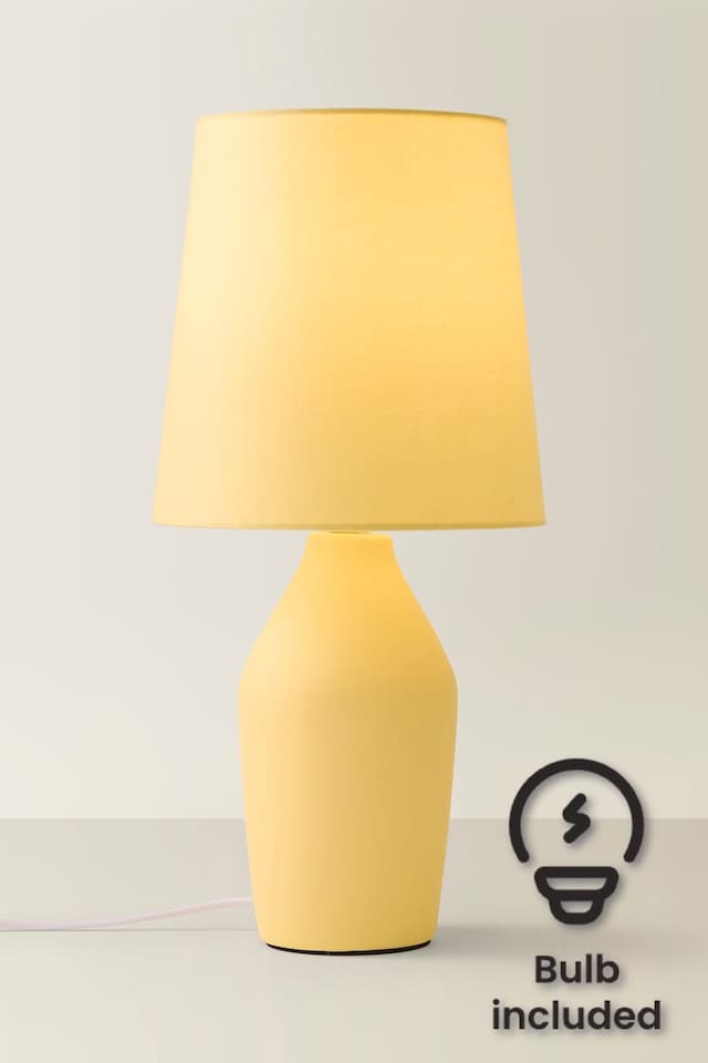 image 1 of ValueLights Arlo Yellow Ceramic Table Lamp Yellow Shade & Bulb | Yellow