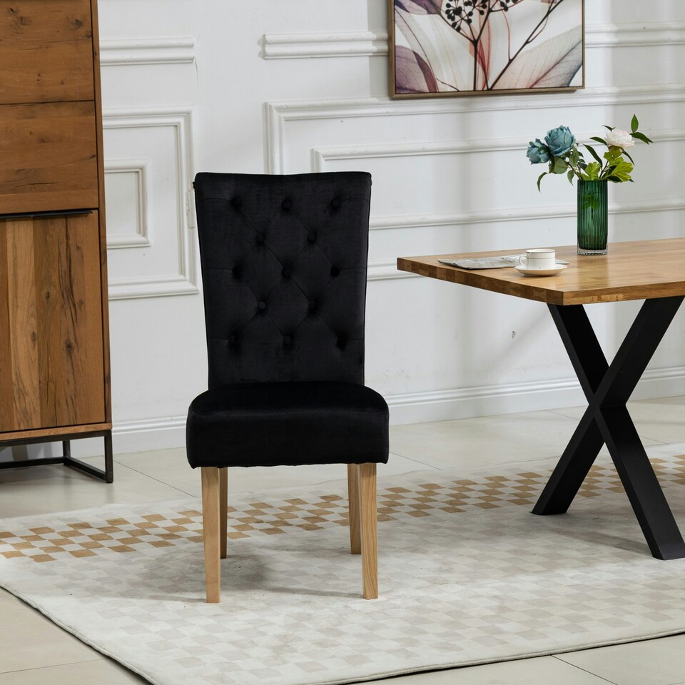 image 1 of Pienza Velvet Dining Chairs - Set of 2 - Black