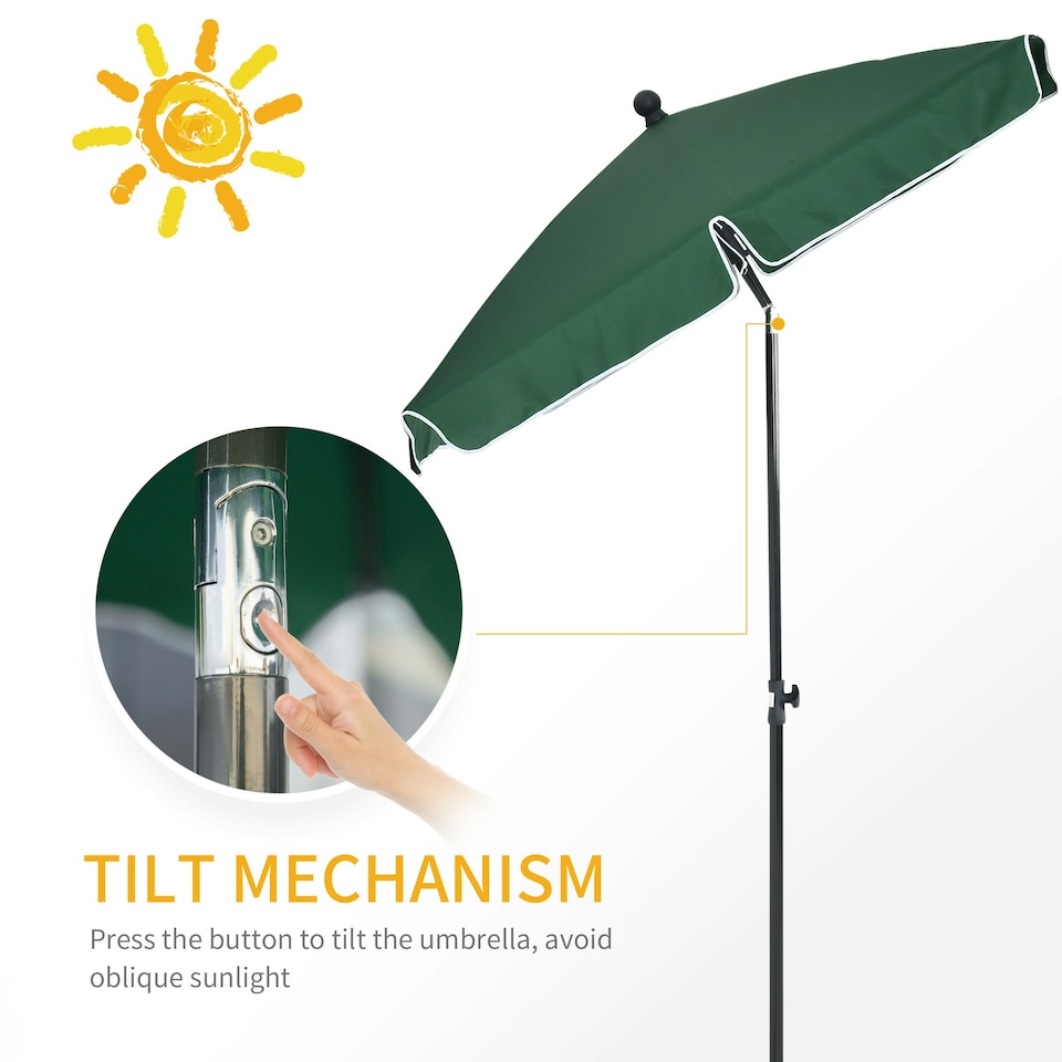 image 1 of Outsunny Aluminium Sun Umbrella Parasol Patio Rectangular 2M x 1.3M Green
