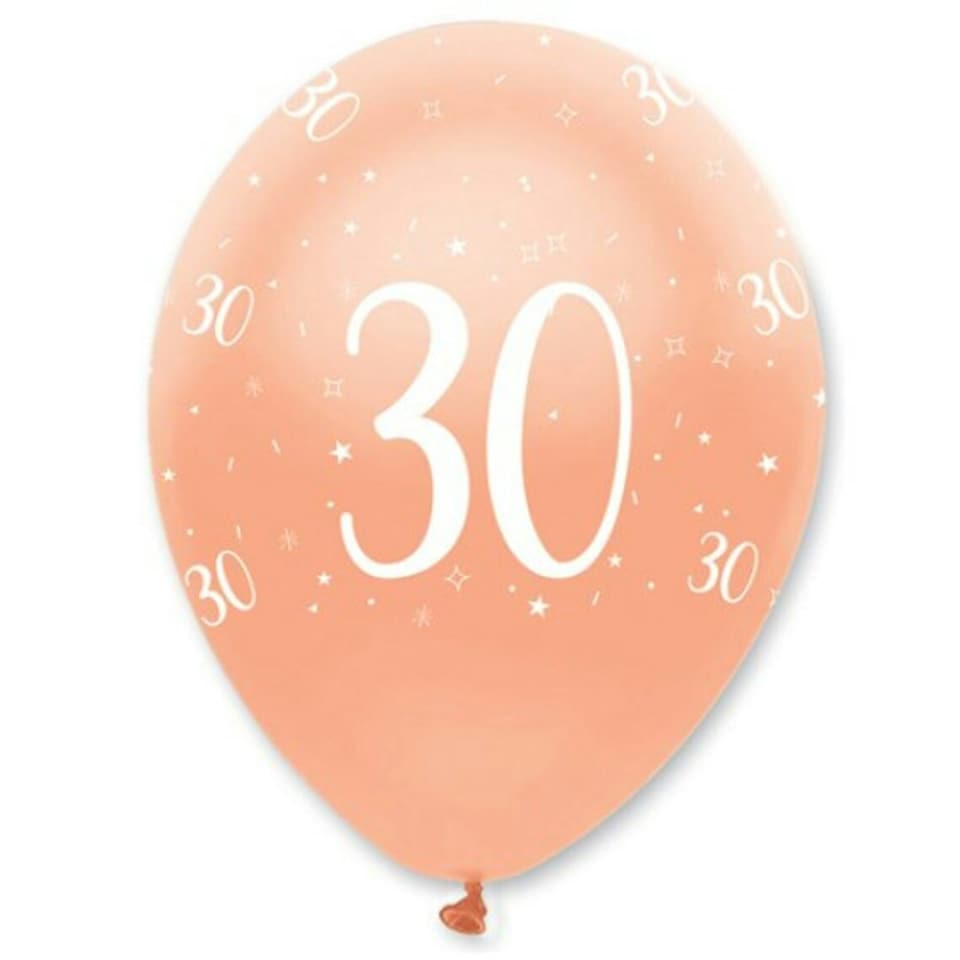Creative Party Latex All-Over Print 30th Birthday Balloon - Rose Gold/White - One Size