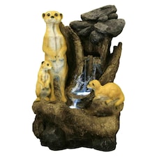 Primrose Mob of Meerkat Falls Mains Powered Water Feature with Lights White 56cm
