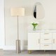 image 2 of ValueLights Lexy Natural Fabric Drum Shade with Brushed Chrome Dimmable Floor Lamp with LED Bulb
