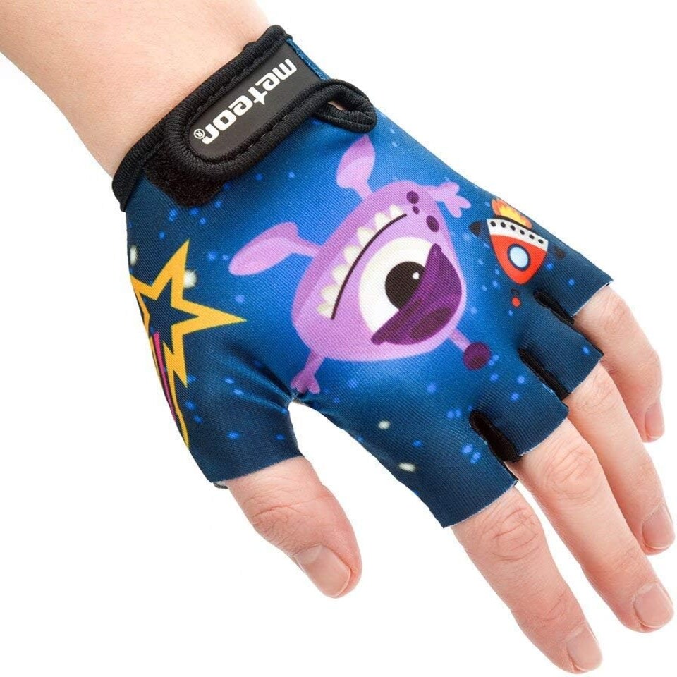 image 1 of Meteor Kids Bike Gloves – Breathable, Non-Slip, Padded for Comfort & Safety | Blue | Cosmic | M
