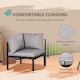 image 7 of Outsunny 5 Seater Garden Corner Sofa Set, 4 Pieces Metal Garden Furniture Set with Loveseats, Glass Top Coffee Table, Breathable Mesh Pocket, Outdoor Conversation Furniture with Cushions, Light Grey