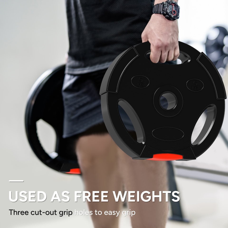 image 1 of SPORTNOW Weight Plates Set for Home Gym, 2 x 10kg, 2 x 5kg, Black | Black | Black
