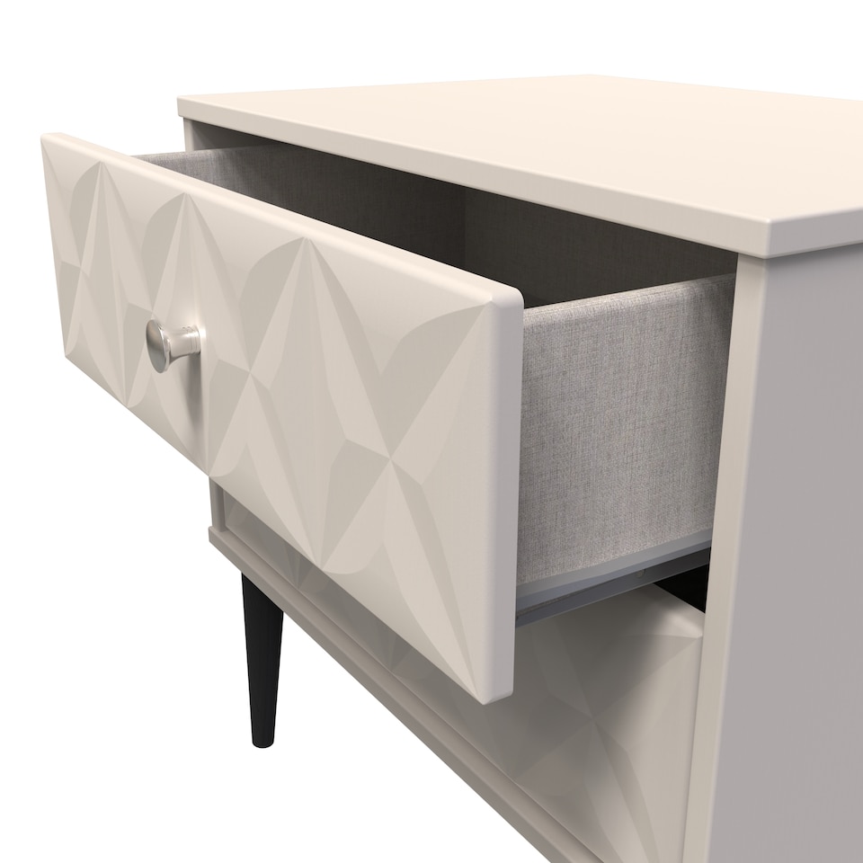 image 1 of Toledo 2 Drawer Wide Bedside Table in Kashmir Matt (Ready Assembled) | Cream | Kashmir Matt
