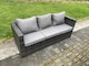 image 5 of Fimous 6 Seater Outdoor PE Rattan Garden Furniture Set Gas Fire Pit Dining Table Gas Heater Burner With 2 Armchairs 2 Side Tables Big Footstool Dark Grey Mixed