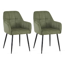 SONARA Dining Chair Set of 2, Water-Repellent Plush Chenille Upholstered for Dining Room | Green