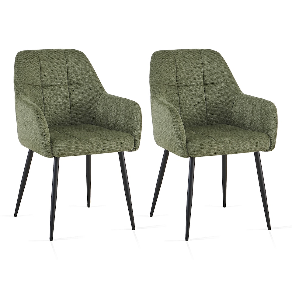 image 1 of SONARA Dining Chair Set of 2, Water-Repellent Plush Chenille Upholstered for Dining Room | Green