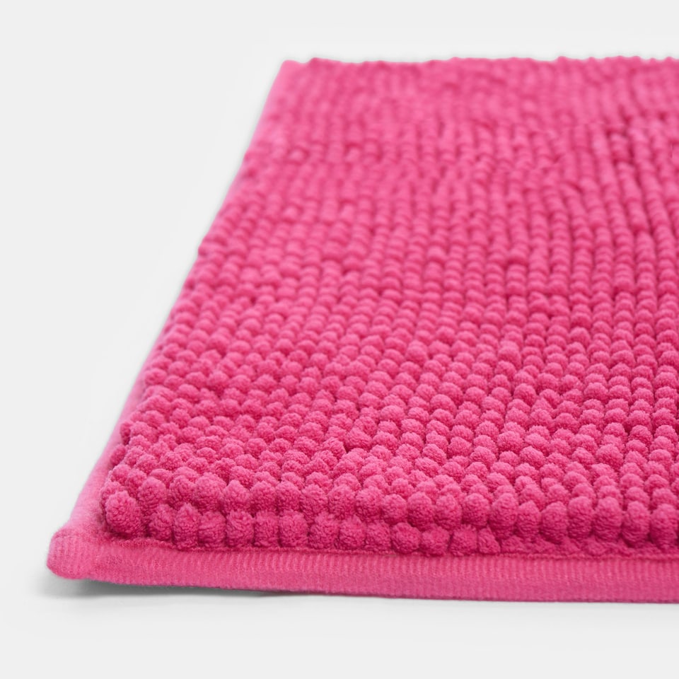 image 1 of OHS Soft Microfibre Non-Slip Absorbent Noodle Chenille Bath Runner Mat Pink | Bright Pink | 45 x 75cm
