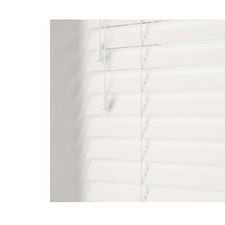 135cm Ultra White Gloss Wooden Venetian Blinds With Strings (130cm drop) | White | White