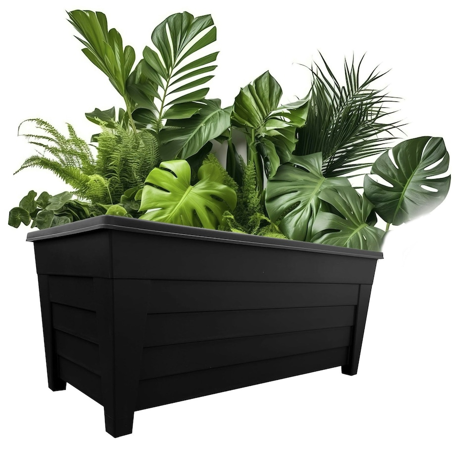 image 1 of 1 x Long Black 55cm Grosvenor Trough Flower Planter For Home Garden & Patios | Black