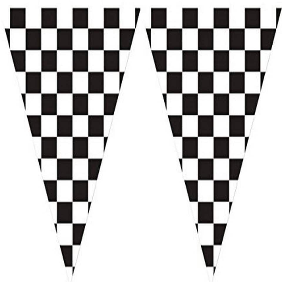 image 1 of Creative Party Plastic Chequered Flag Banner - Black/White - One Size
