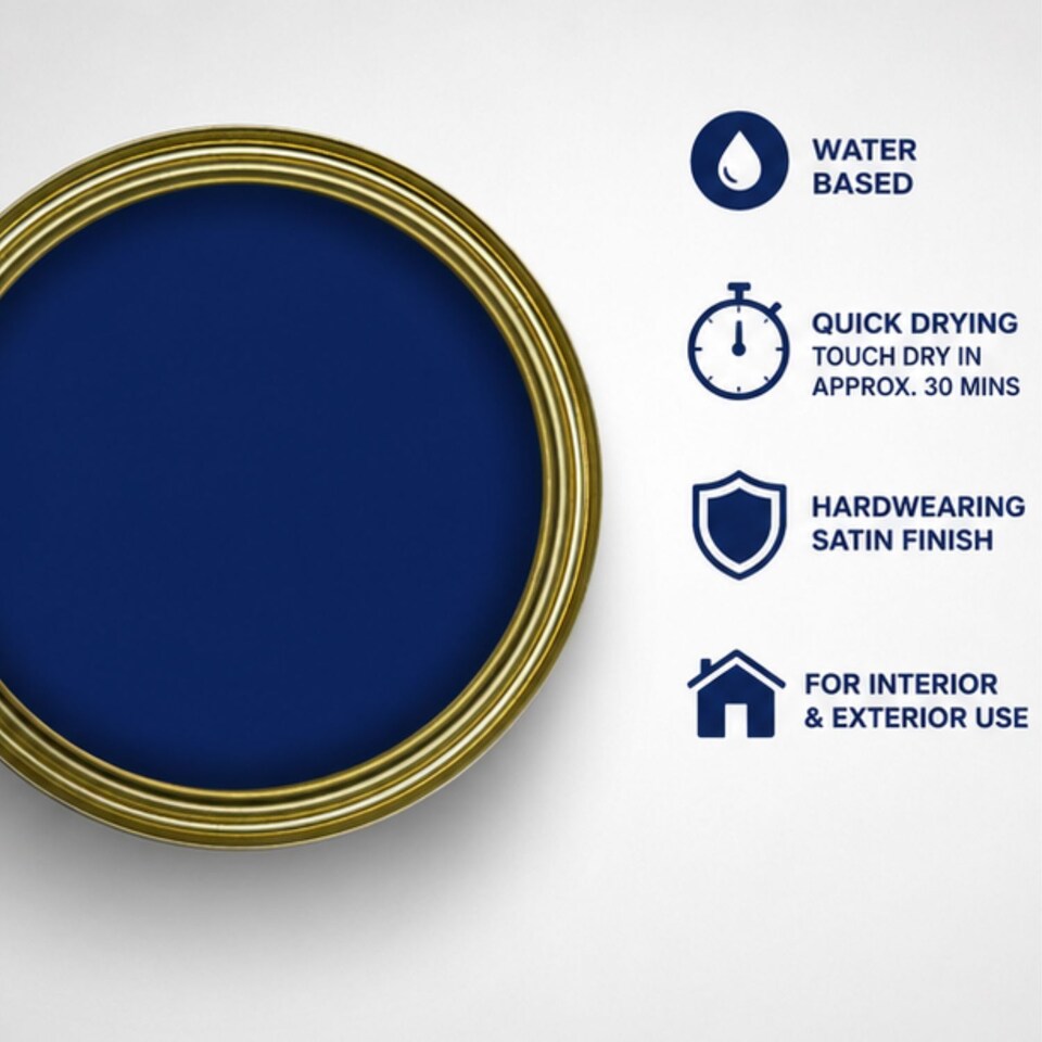 image 1 of Rustins Quick Dry Small Job Satin Paint Oxford Blue 250ml