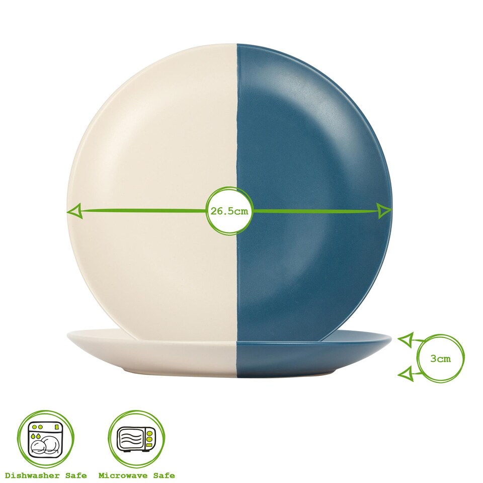 image 1 of Nicola Spring Dipped Stoneware Dinner Plates - 26.5cm - Navy - Pack of 4 | Blue | Navy