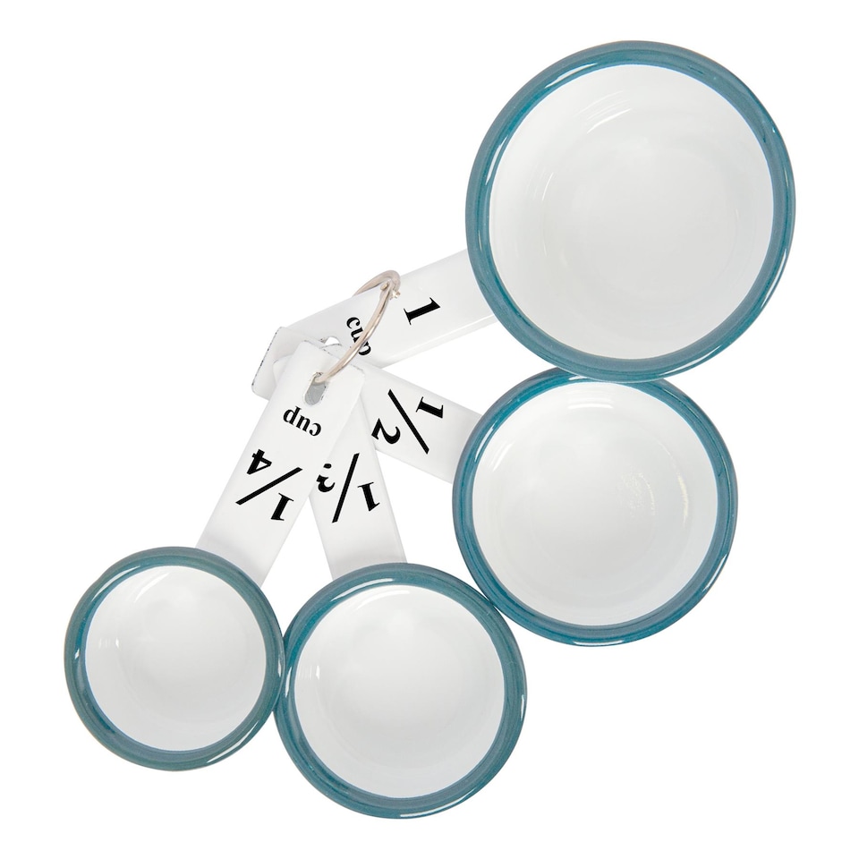 image 1 of Argon Tableware 4pc White Enamel Measuring Cups Set - Green | White | Green