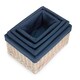 image 3 of Set of 4 White Wash Navy Lined Open Storage Baskets | Blue | Blue | Not provided