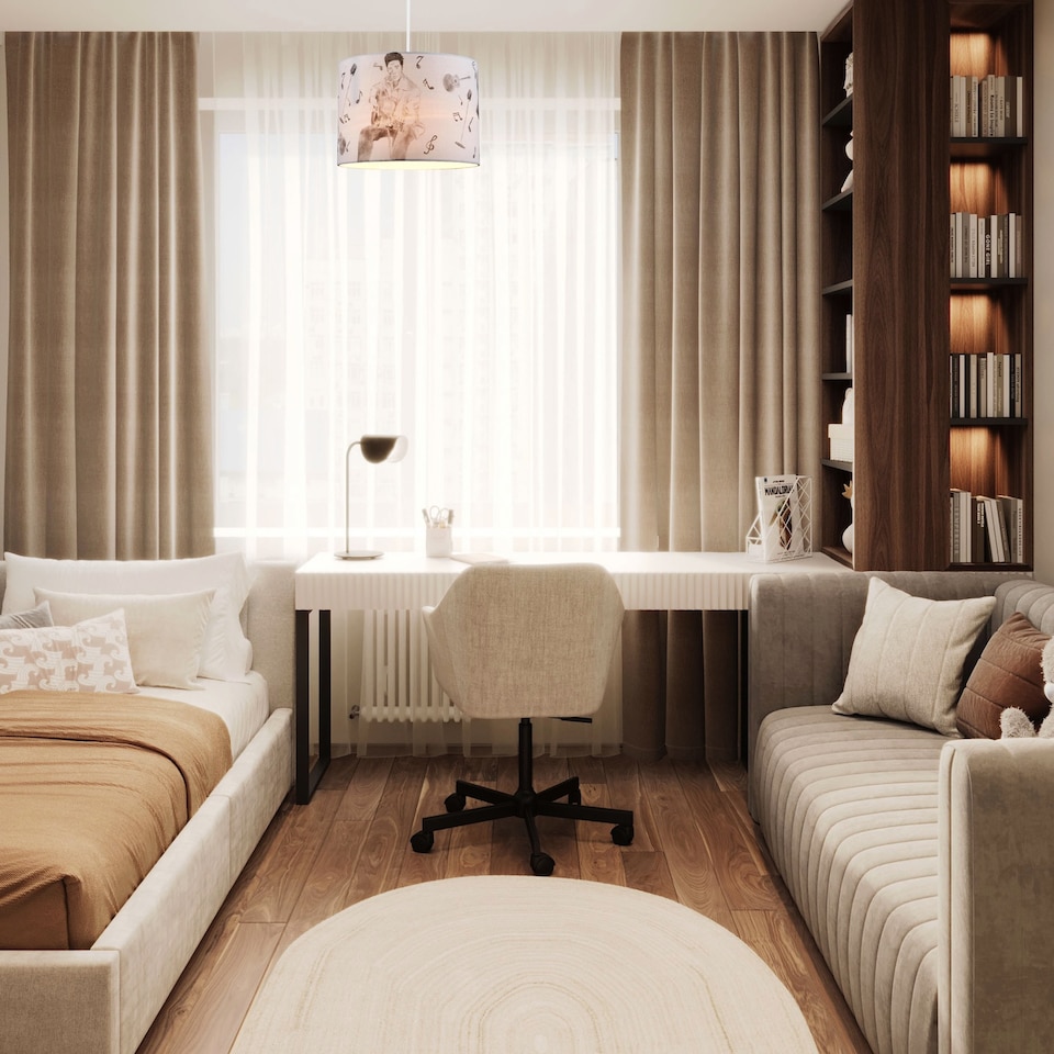 image 1 of Elvis Presley Themed Linen Lampshade with Famous Poses and Guitars Musical Notes | Grey