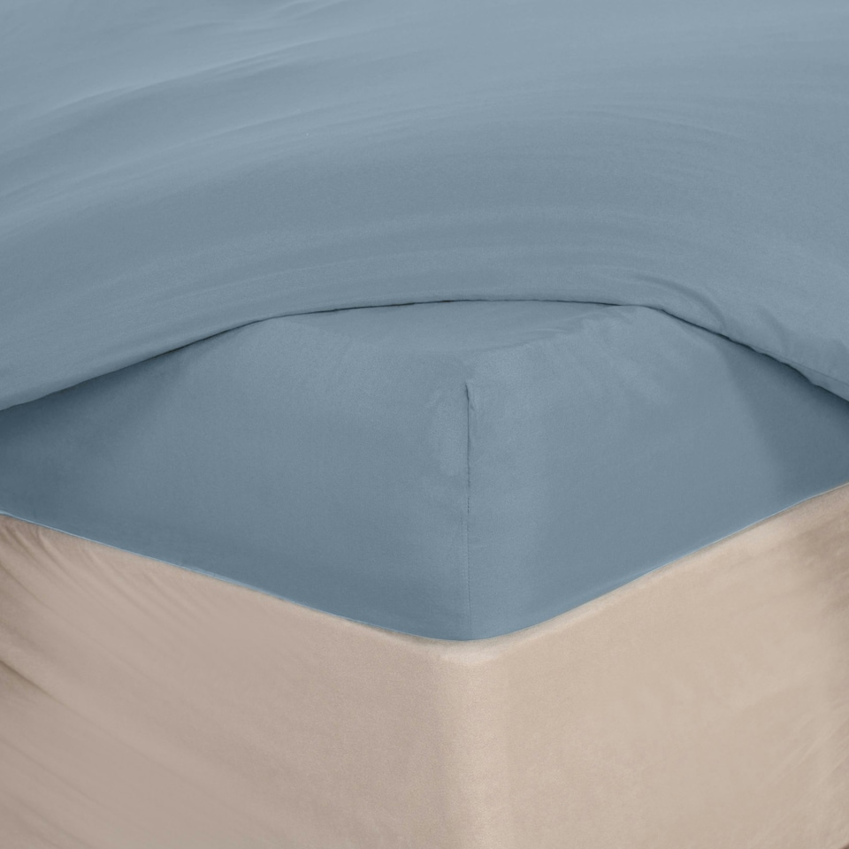 image 1 of OHS Plain Fitted Bed 25cm Deep Elasticated Sheet, King - Blue