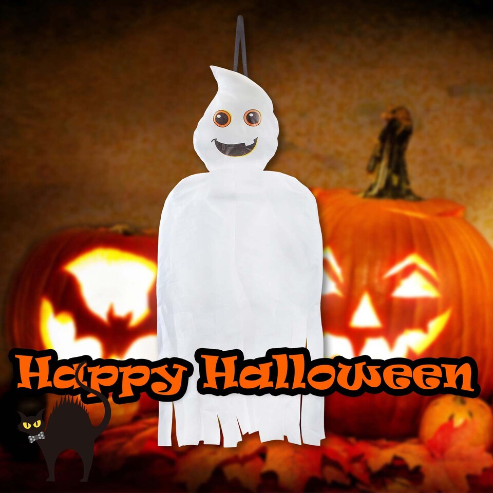 image 1 of PMS Hanging Ghost Halloween Decoration - 90 x 39.5 cm, White