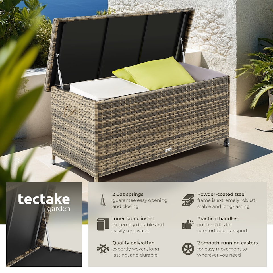 image 1 of Storage Box Kiruna - rattan garden furniture cushion storage 120 x 55 x 61.5 cm | Cream | nature | 121 x 56 x 60 cm | 1