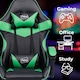 image 3 of Neo Gaming Chair Green & Black Leather with Footrest