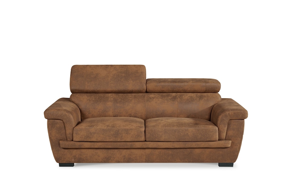 image 1 of Faux Leather Suede Brown 2 Seater Sofa PORTLAND