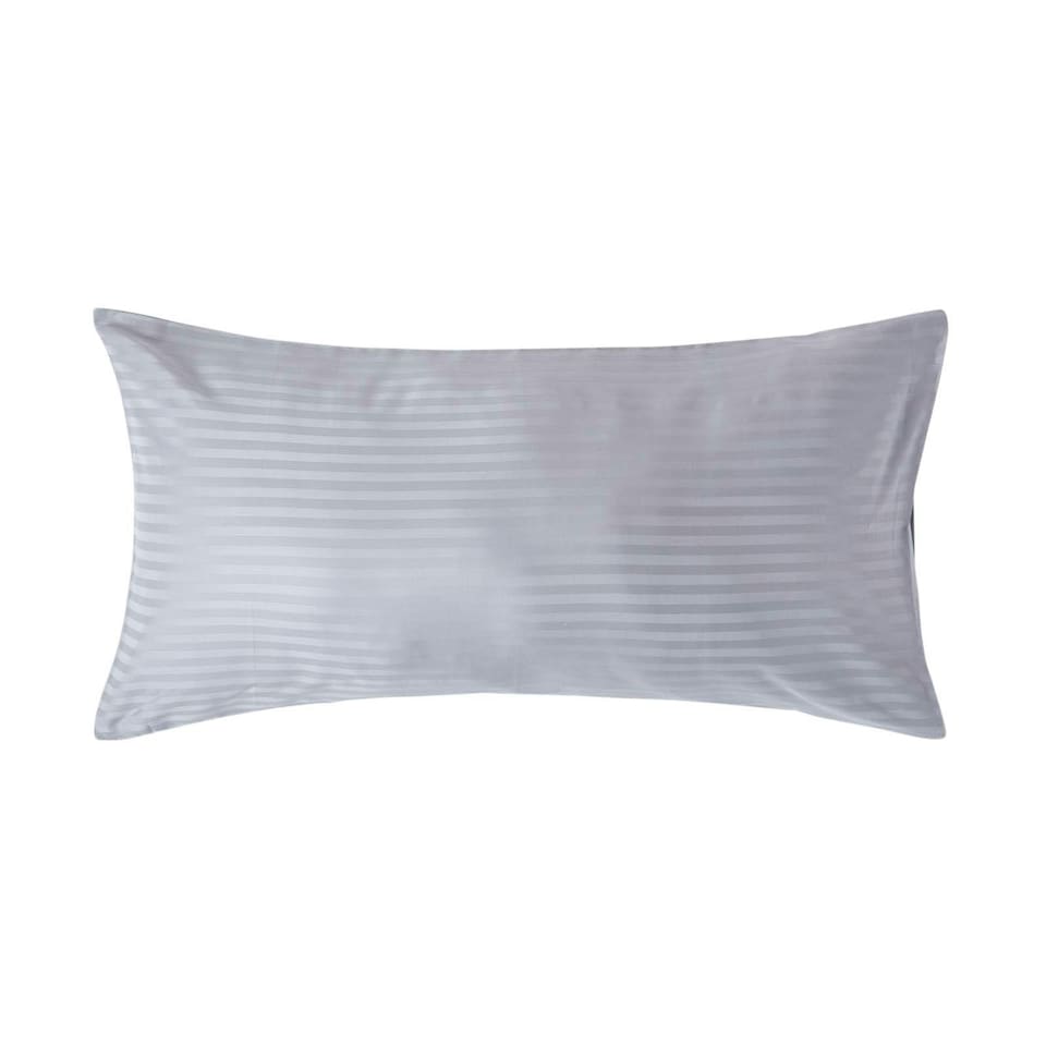 image 1 of Homescapes Grey Egyptian Cotton Satin Stripe Housewife Pillowcase - King Size Grey