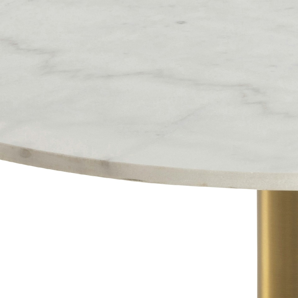 image 1 of Corby Round Coffee Table with White Marble Effect Top & Gold Base