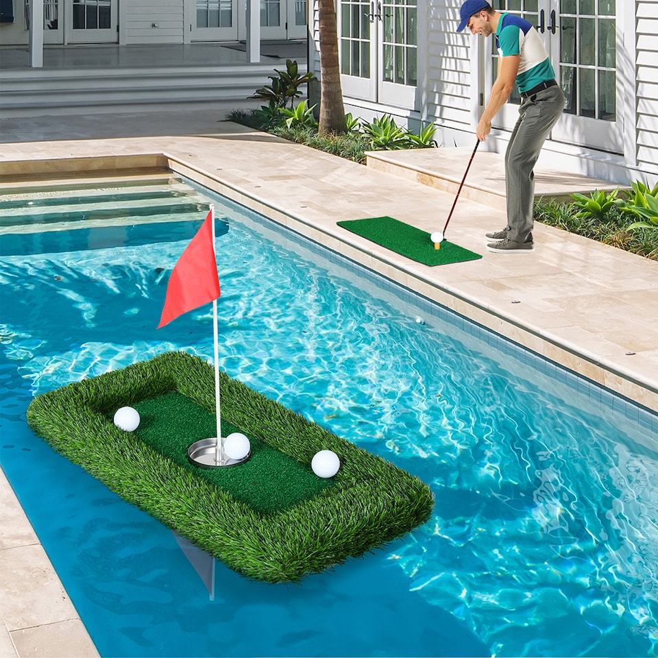 image 1 of Centra 60x30cm Floating Golf Green Mat Set Artificial Turf for Pool Outdoor Putting