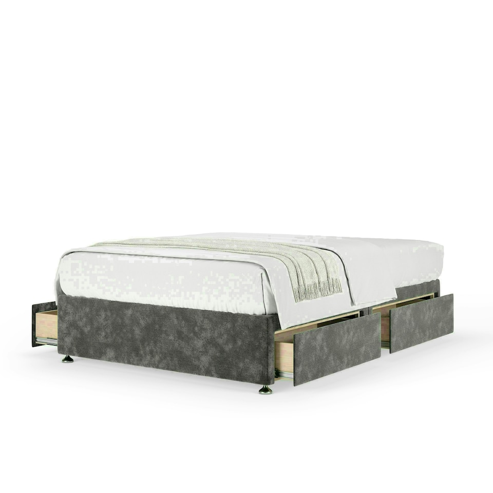 Charcoal Chenille 4 Drawer Divan Base King Size