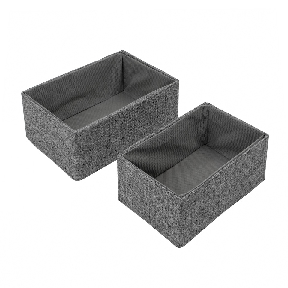 image 1 of JVL Chroma Set of 2 Rectangular Storage Baskets, Home Tidy Solution, Grey