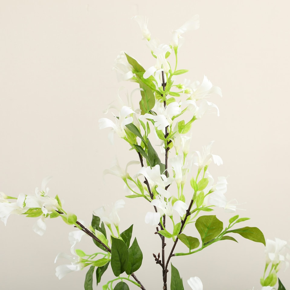 image 1 of HOMCOM Potted Artificial Plants Honeysuckle Flower for Indoor , White
