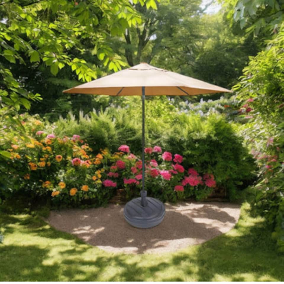 image 1 of 20L Rattan Garden Patio Parasol Base & Umbrella Stand | Black | 1