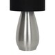 image 4 of First Choice Lighting Bullet Satin Nickel Touch Table Lamp with Black Fabric Shade Silver | Black
