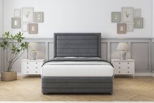 Sloomy Ashford Armour Coniston Divan Bed With Mattress 2 Drawers Right Side With 54" Floor Standing Headboard & 12" Matching Footboard 6' Super King | Grey | Armour | Super King | 1