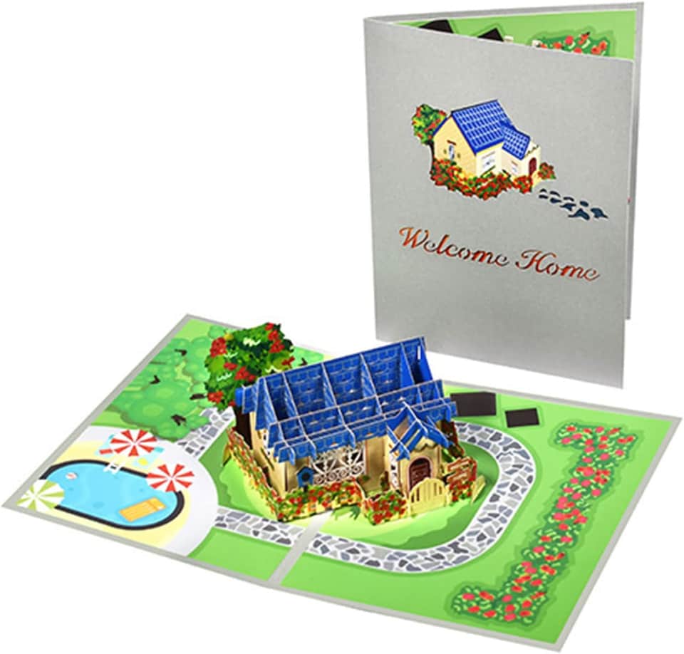 image 1 of House and Garden 3D Pop Up Greeting Card for New Home or Housewarming