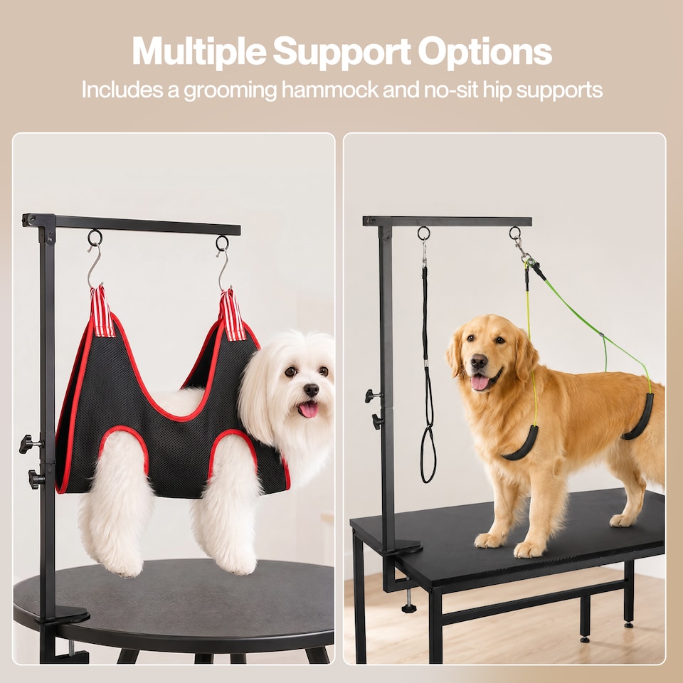 image 1 of Skylos Dog Grooming Table Arm Adjustable 270° Steel Clamp Hammock for Home Black