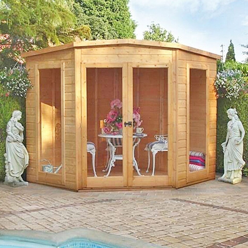 image 1 of Barclay Shiplap Summerhouse Garden Sun Room Approx 7 x 7 Feet Brown