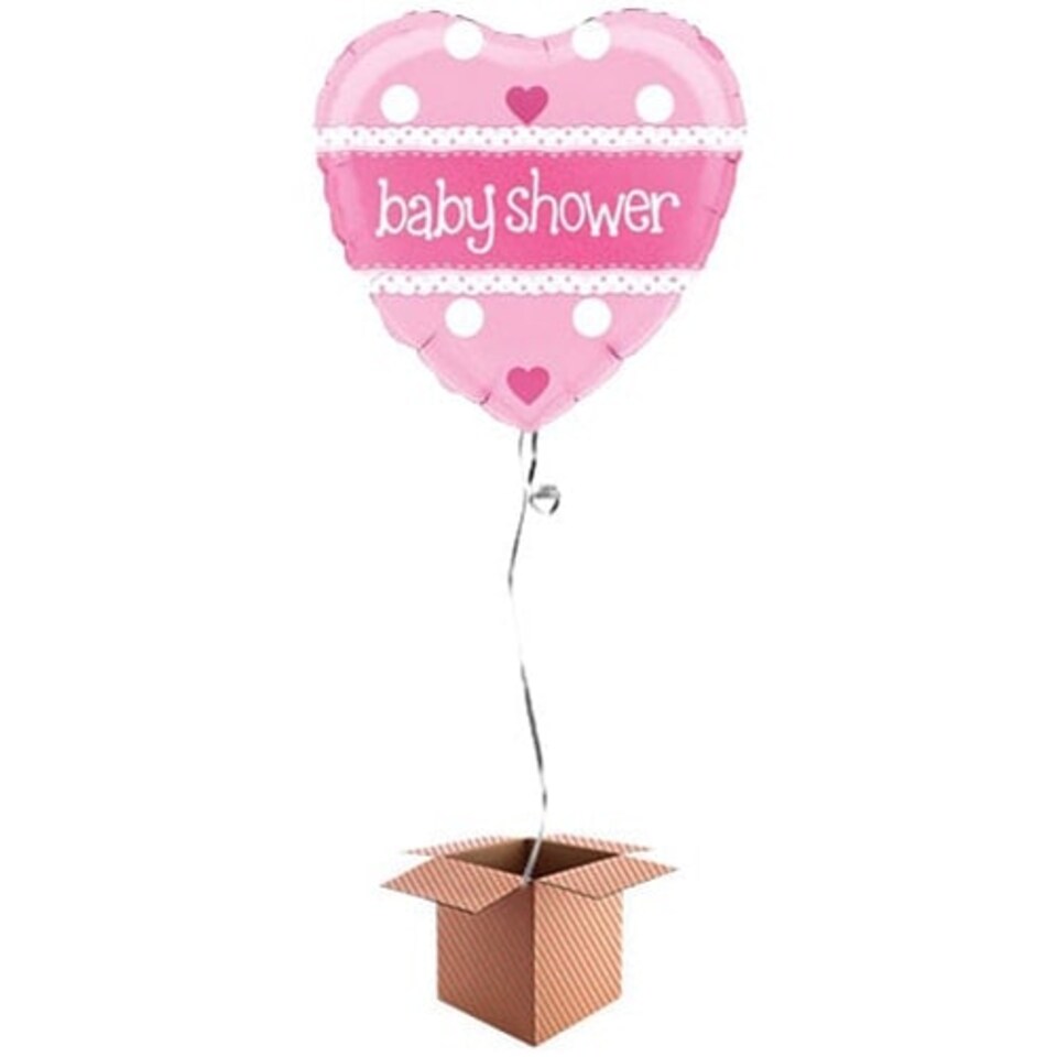 Baby Shower Pink Heart Shape Foil Balloon - Inflated Balloon in a Box